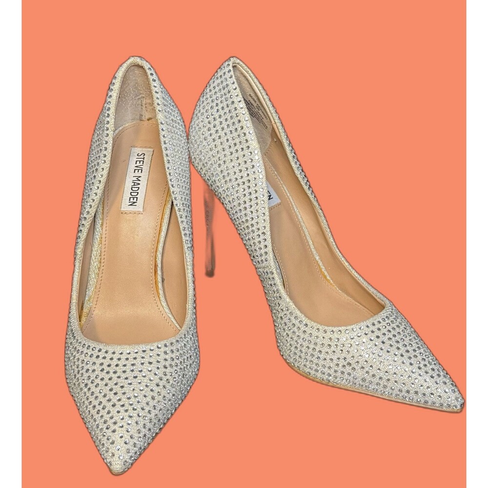 Steve Madden‎ Womens Daisie Leather Pointed Toe Classic Pumps, Crystal, Size 10M